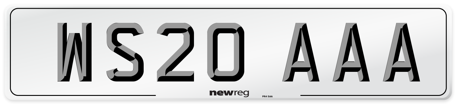 WS20 AAA Number Plate from New Reg